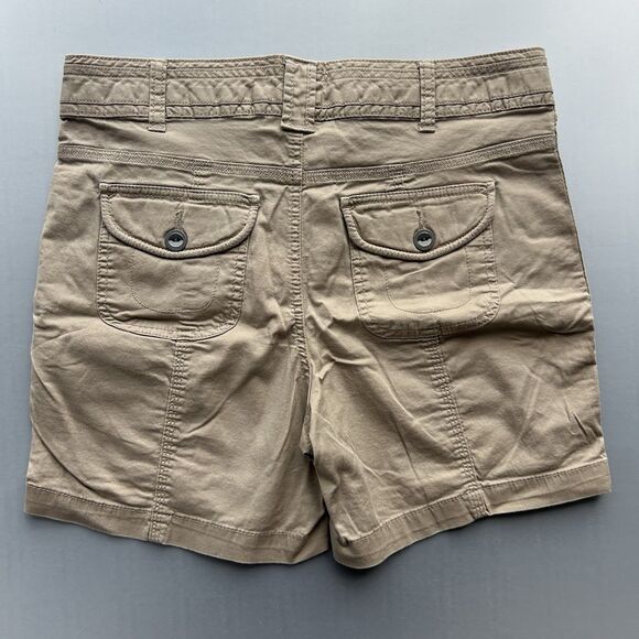 Style & Co Womens Cargo Bermuda Shorts 10P Petite Beige Button Pockets High Rise - Picture 2 of 12